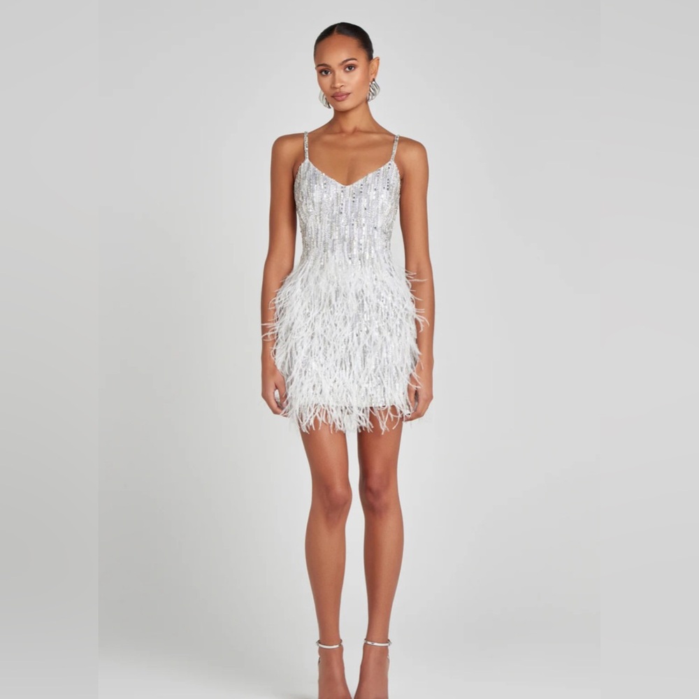 NADINE MERABI White Sequin Christy Dress
